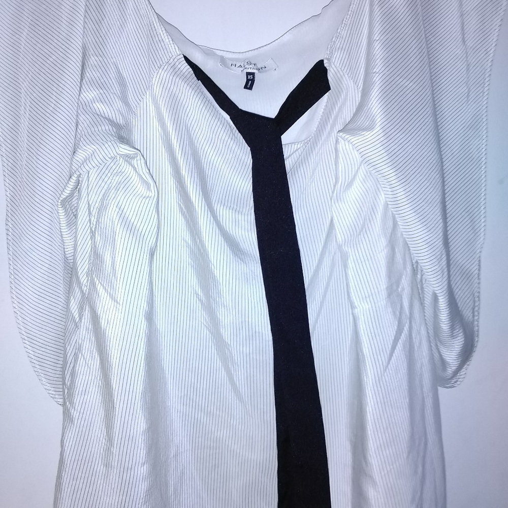 White pin stripe long sleeve blouse